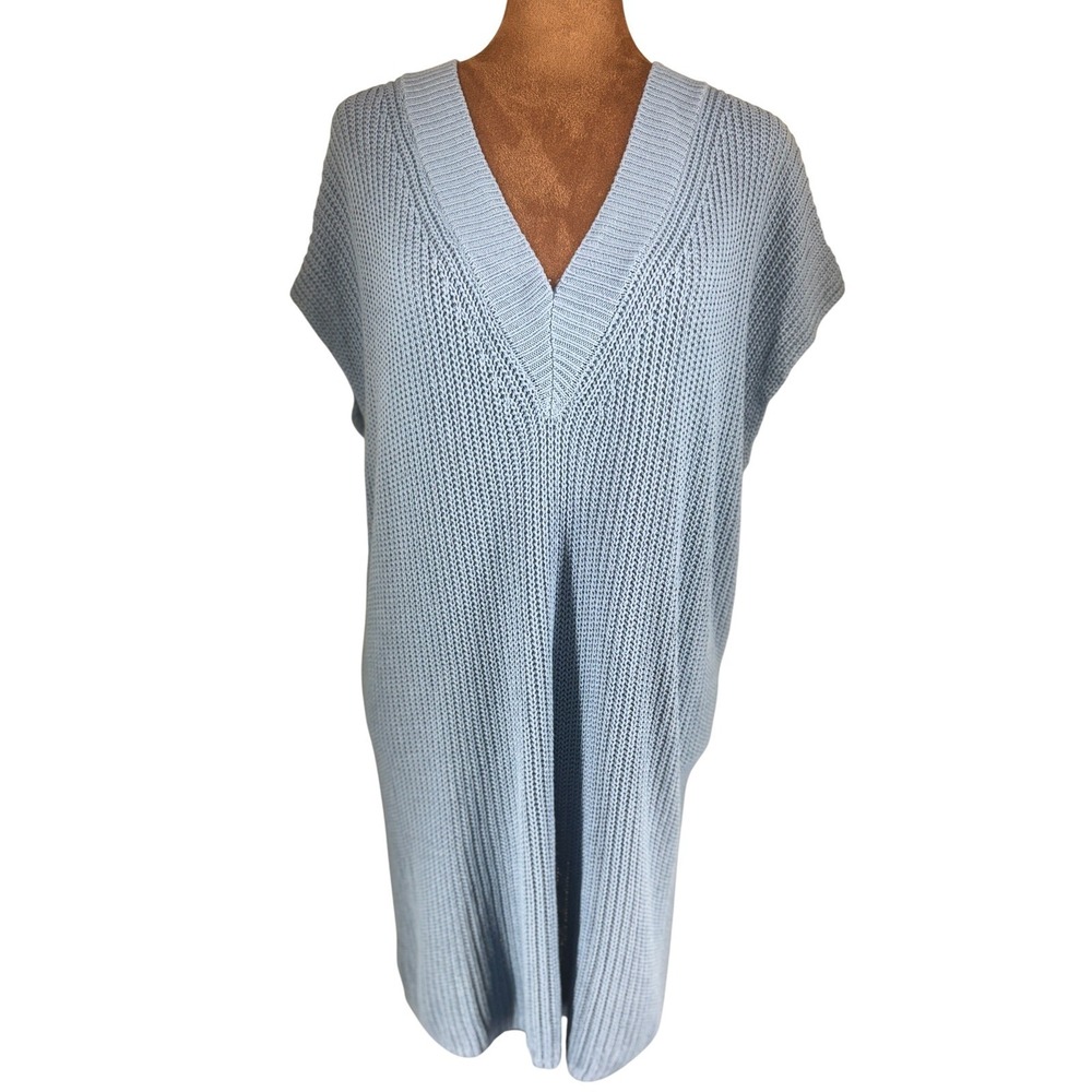 Cobblestone Living Gabby Knit Tunic Sweater Vest One Size Sky/Pale Blue NWT
